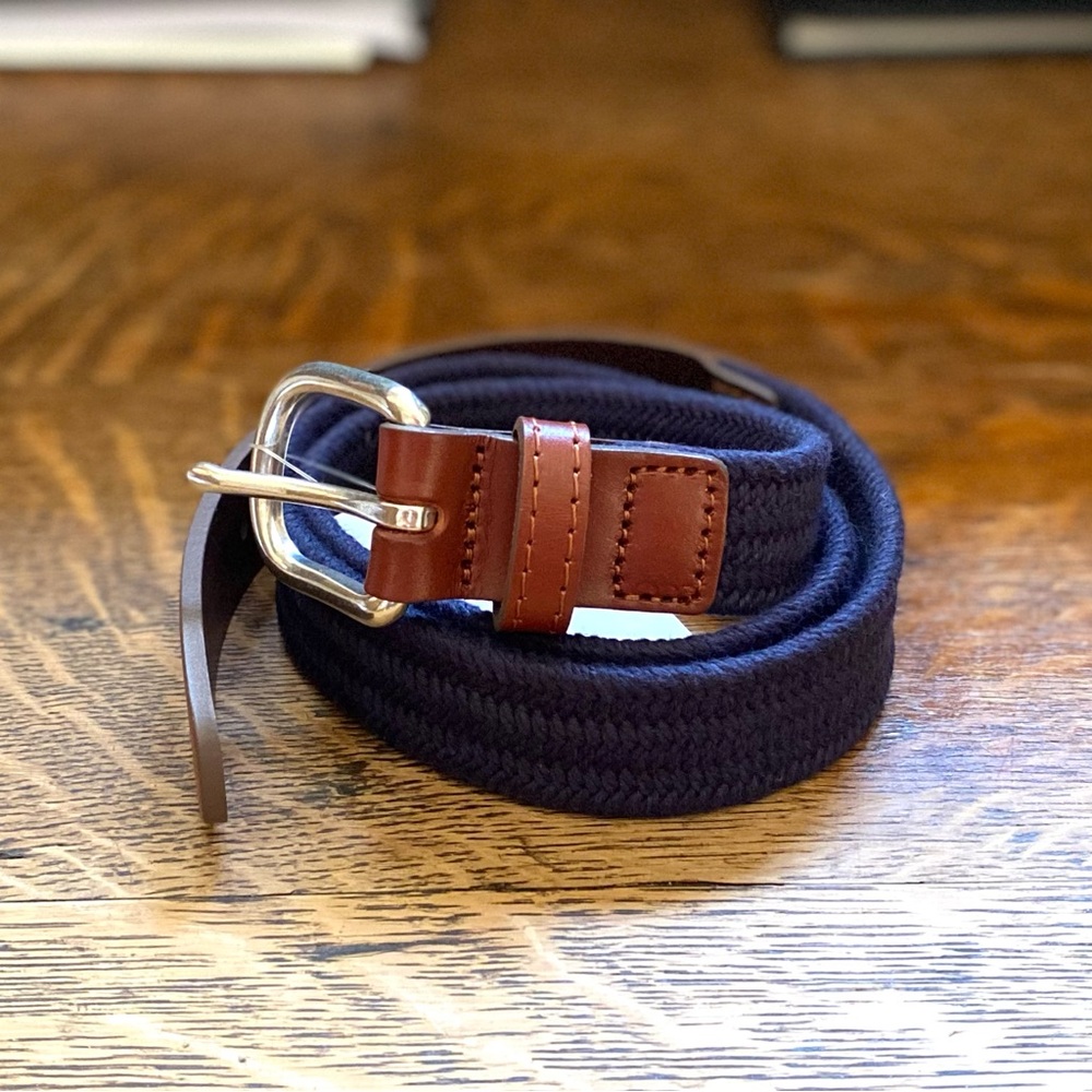 J. Crew Boys’ Braided Dressy Belt XL Navy/Brown NWT